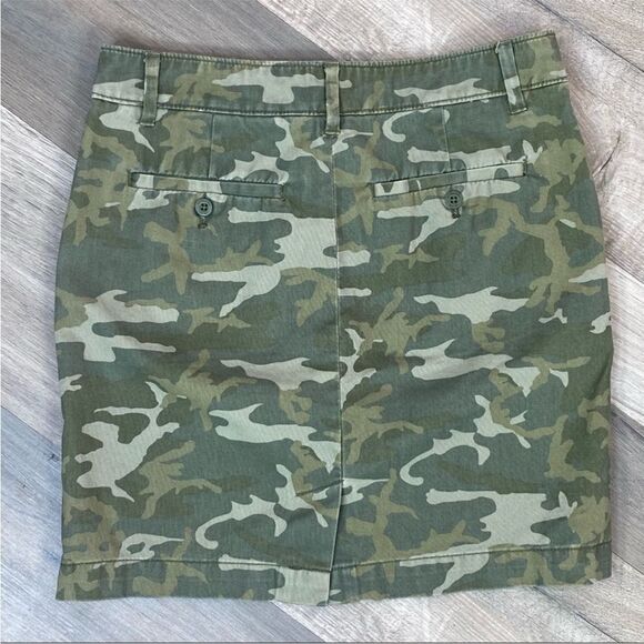 G.H.Bass Camouflage Twill Pencil Skirt Green Size 0 Mini Cotton Chino - Picture 2 of 7